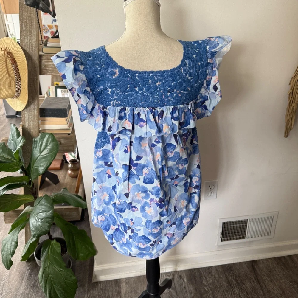 MI GOLONDRINA Floral Stitched Top XS - Picture 2 of 4